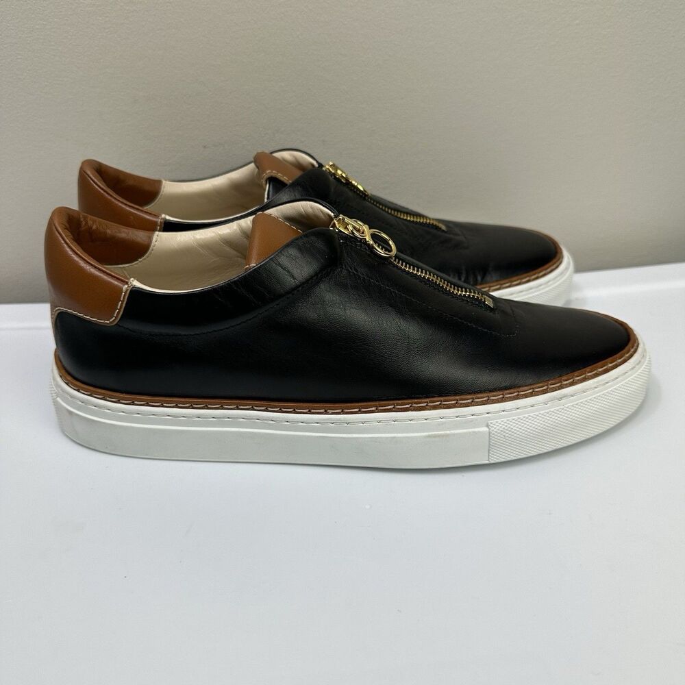 Lafayette 148 New York Sneaker Women Sz 41 US 10.5 Nappa Leather Zip Up Luxury